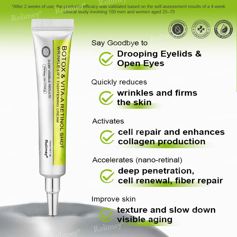 💖🎊🎐Made and shipped from the UK 💫Rolimey® Botox & Vita-A Retinol Shot Wrinkle-Lift Tightening cream - Last Day Promotion 70% OFF